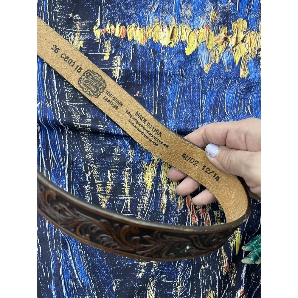 Tony Lama Children's Little Texas‎ Aged Bark Tooled Leather Belt C60119 H65